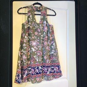 Keyhole Halter Floral Dress